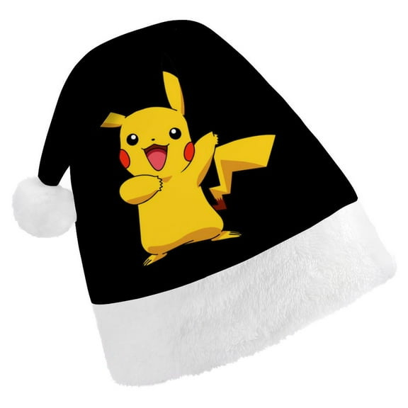 Pokemon Christmas Hat Santa Hat Xmas Holiday Hat Classic Santa Hat for Xmas New Year Party Headwear for Unisex Adults Teens New Year Festive Holiday Party Supplies