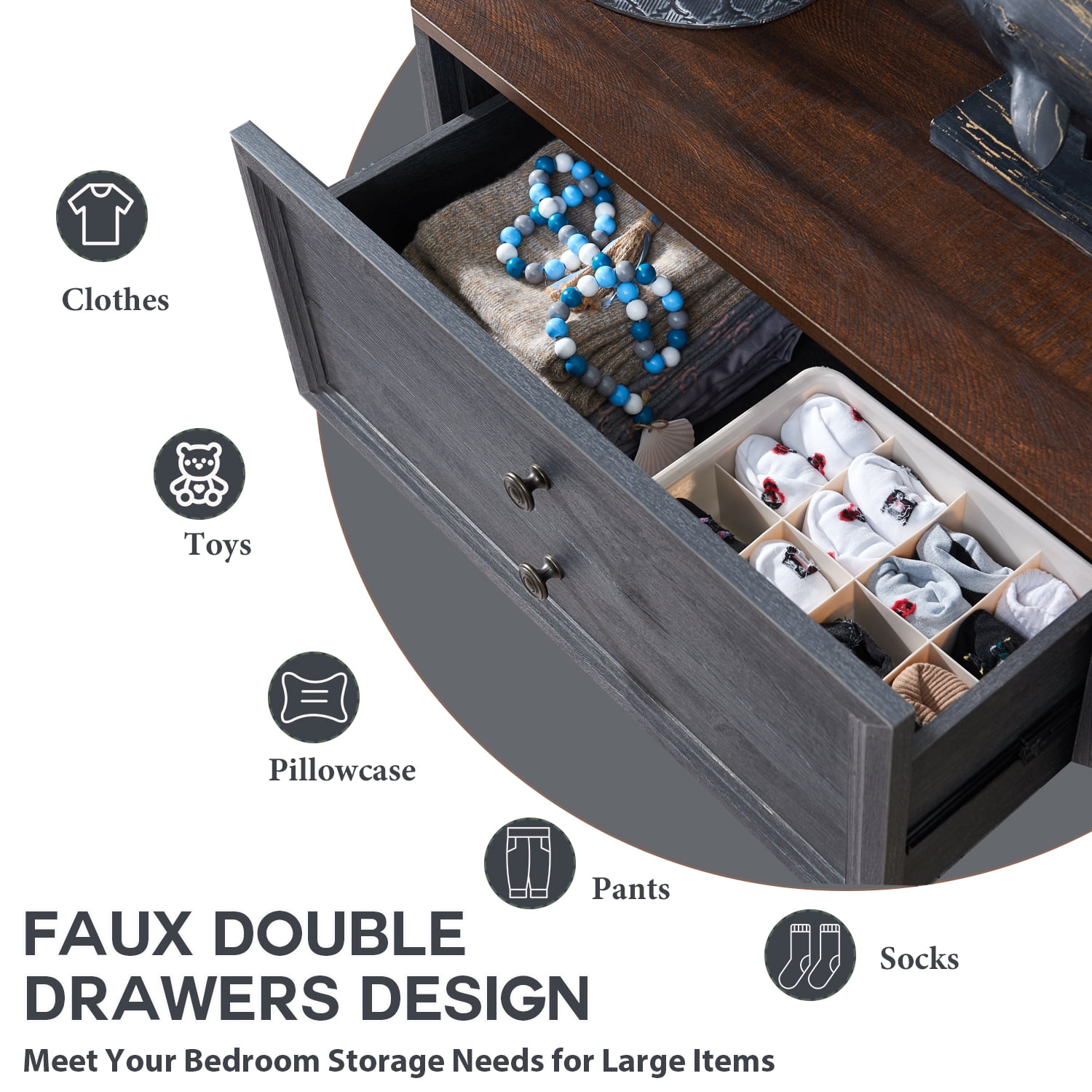 IFGET Dresser for Bedroom with 6 Drawers Tall & Large, Farmhouse Wood Dresser & Chests of Drawers