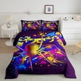 thumbnail image 2 of Gaming Full Size Comforter Sets - Gamer Comforter Full Size Bedding Set, Gothic Halloween Spider Blue Yellow Purple Gamer Room Decor, 2 of 6