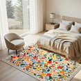 thumbnail image 3 of Joyfy 5x7 Area Rugs Non-Slip Washable, Large Boho Floral Living Room Rug with Rubber Backing, Soft Carpet for Bedroom, Dining Room, Kids Nursery (Beige), 3 of 7