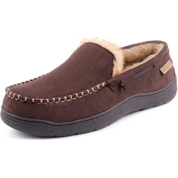 RockDove Men's Carter Faux Fur Lined Microsuede Moc Slipper