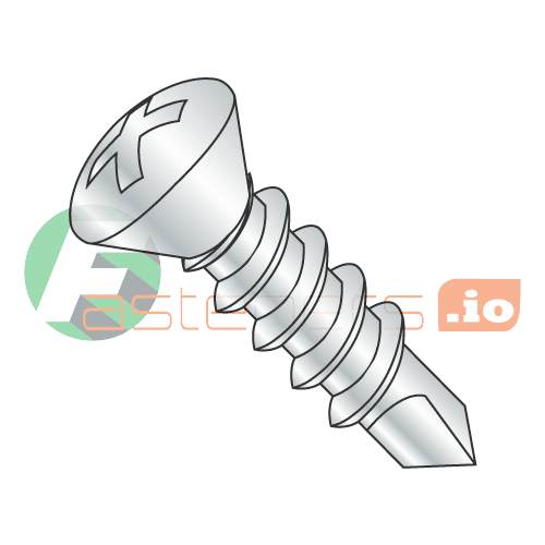 #12 x 1 1/4" Self-Drilling Screws / Phillips / Oval Head / Steel / Zinc / #3 Drill Point (Quantity: 3,000 pcs)