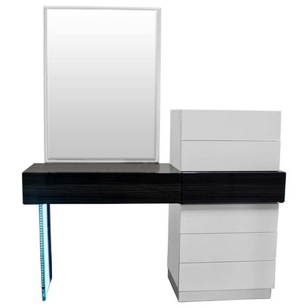 Ireland Modern White and Gray Vanity Dresser With Mirror