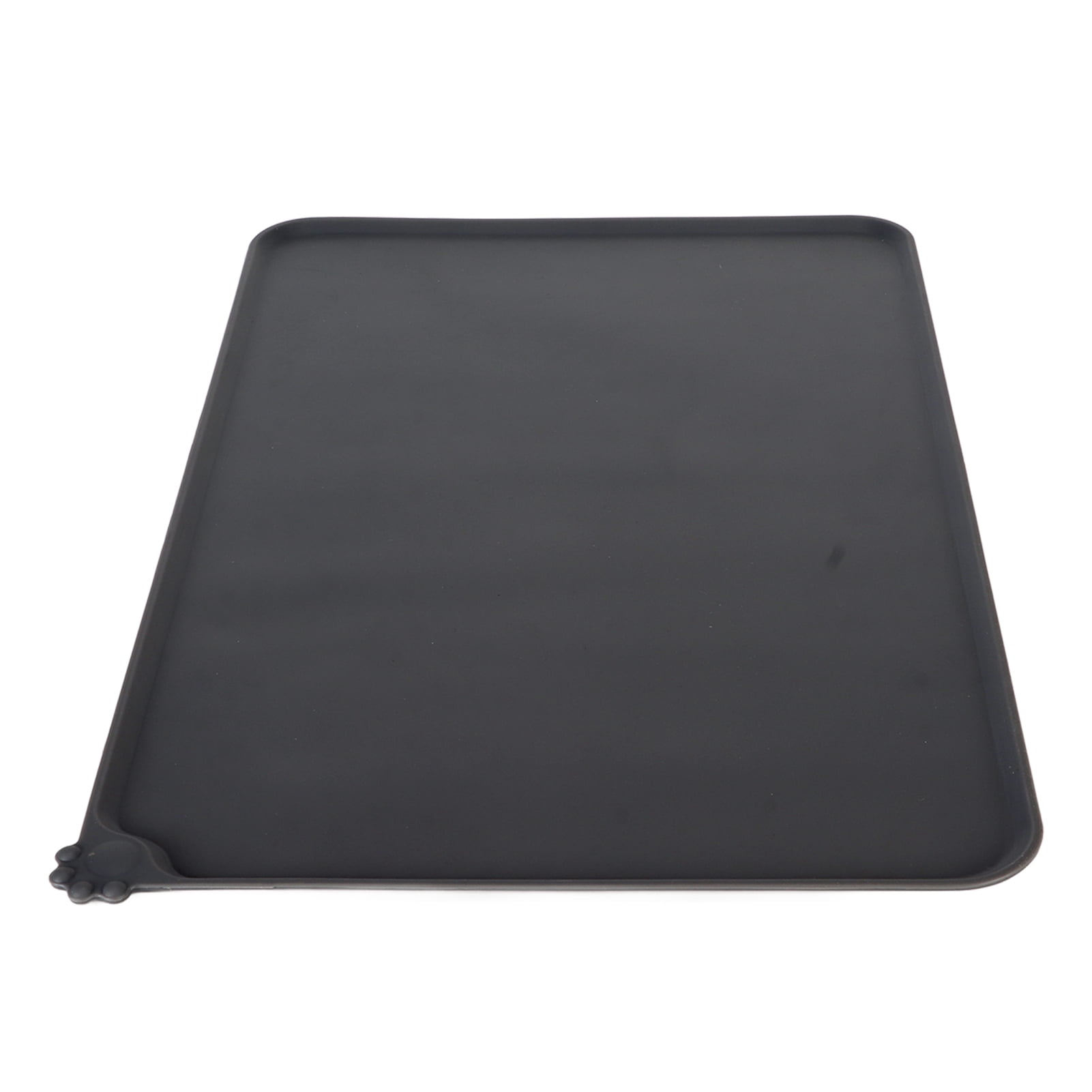 Pet Feeding Placemat, Pet Bowl Mat Easy To Clean Silicone Portable Prevent Spilling Foldable  For Cat Black,Grey