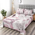 thumbnail image 4 of Bed Fitted Sheet Set with 14" Deep Pocket, Paris Eiffel Tower Love Flat Sheet Set for Kids and Adults, Romantic  Bedding Set with 2 Pillowcases for Bedroom Decor, 4 of 5