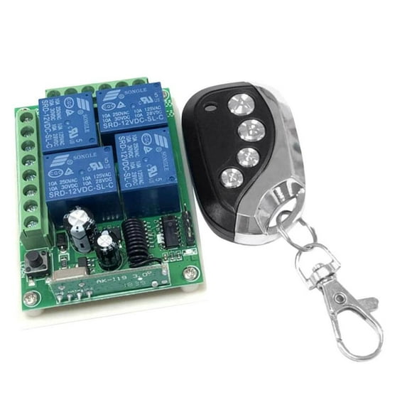 433 Mhz Interruptor Remoto Inalámbrico Universal - Módulo Receptor de de 4 Canales Y Transmisor - Con Electrónico de Bloqueo Macarena Módulo de interruptor de control de relé