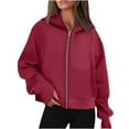 thumbnail image 2 of Timegard Womens Zip up Hoodies Cropped Sweatshirts Thumb Hole Fleece Warm Jackets Fall Casual Winter, 2 of 7
