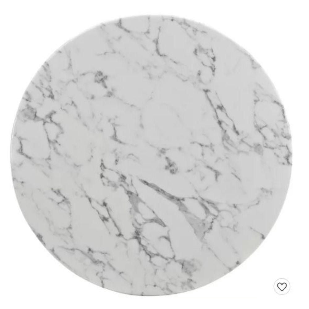 Lux Faux Marble table in White Stone Finish, Round dining table, For Living Room, Entryway, Dining Room
