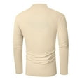 thumbnail image 3 of Fabrcox Long Sleeve Mens Slim Fit Polo Shirts Solid Color Turn-Down Collar Fashion Pullover Basic Casual Button Polo Shirts Beige XXXL, 3 of 3