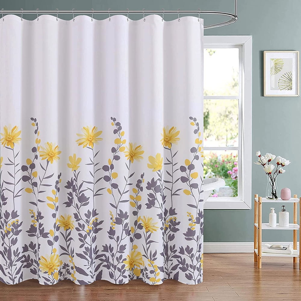Shower Curtain Yellow Shower Curtain Set for Bathroom Floral Shower