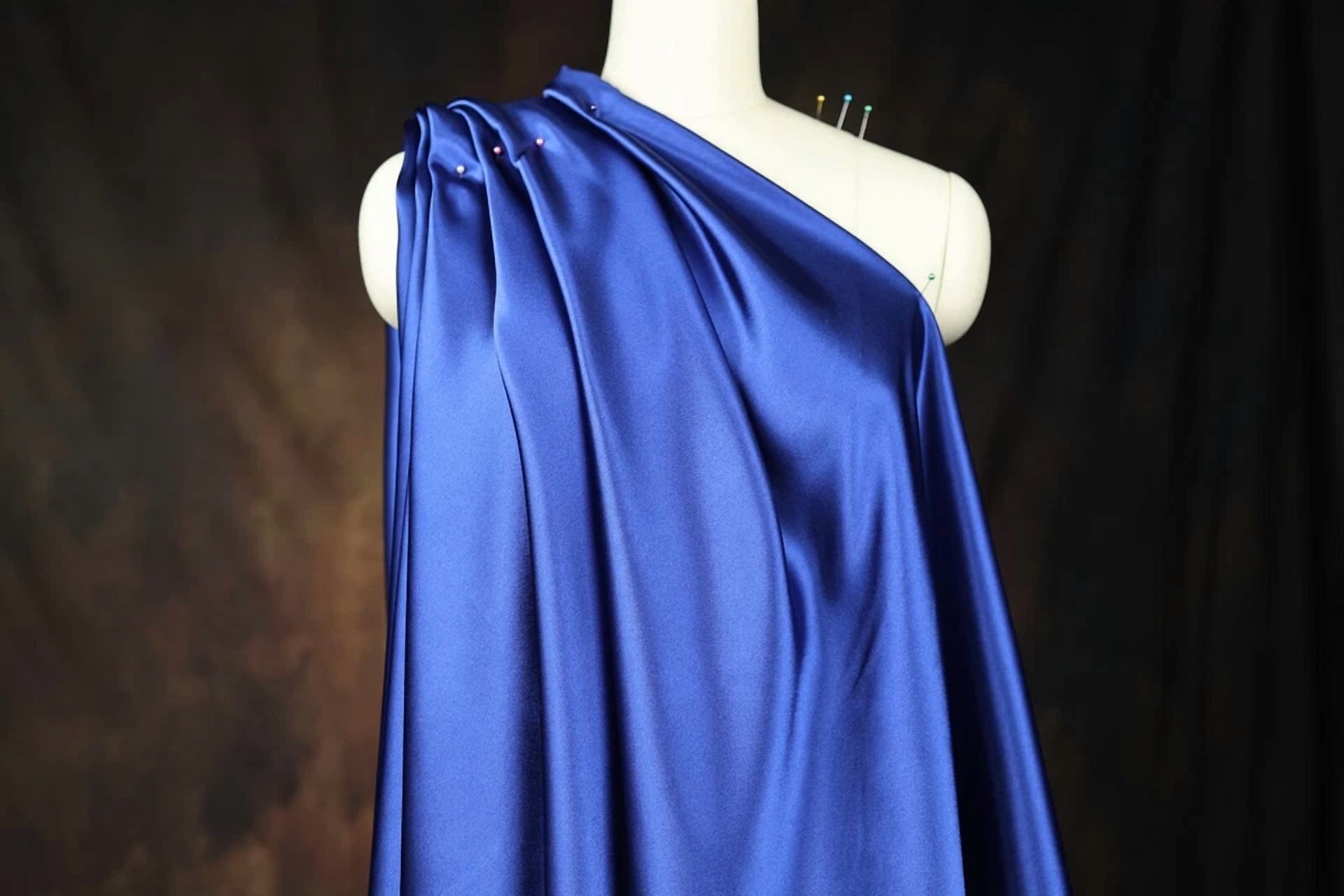 BUTTERFLY- Royal Blue Satin Charmeuse Fabric By The Yard 340