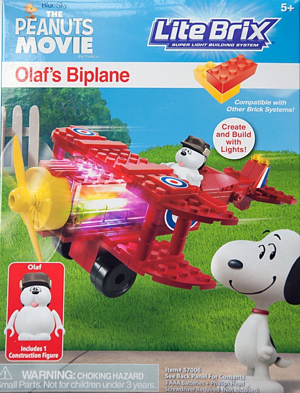 Lite Brix Olaf's Biplane The Peanuts Movie Airplane Super Light Building System 