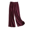 thumbnail image 4 of DHFJKG Womens High Waist Wide Leg Pants Summer Lightweight Elastic Waist Relaxed Fit Pleated Flowy Palazzo Beach Vacation Clothes Trendy Trousers, 4 of 4