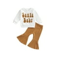 thumbnail image 2 of Toddler Baby Girl Christmas Outfit 6M 9M 12M 2Y 3Y 4Y Crewneck Sweatshirt and Bell Bottoms Pants Fall Winter Clothes Set, 2 of 10