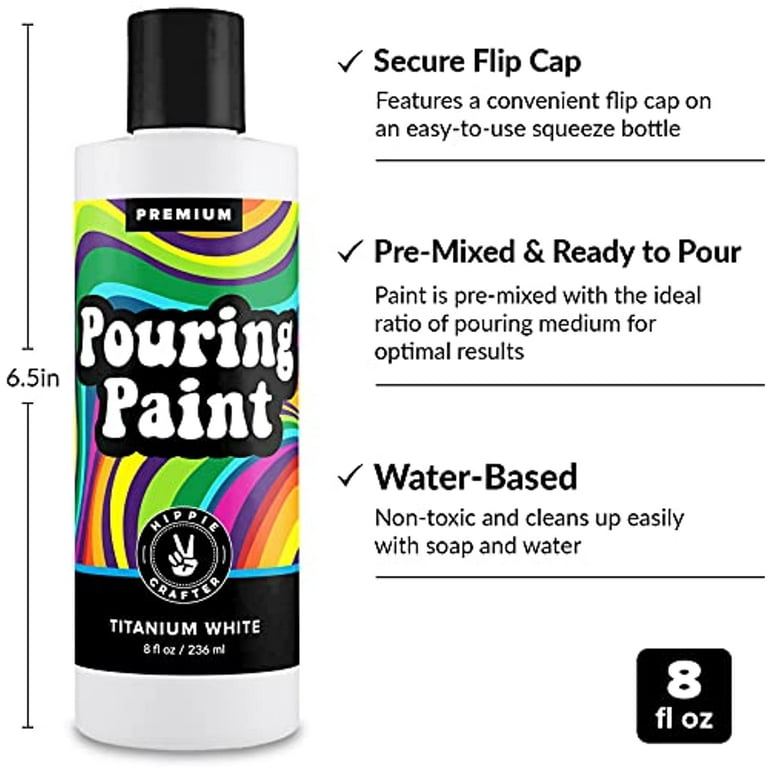 8-Color Ready to Pour Acrylic Pouring Paint Set - Premium Pre-Mixed High Flow 8-Ounce Bottles - for Canvas Wood Paper Crafts