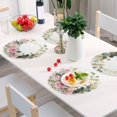 thumbnail image 2 of 15 Inch Round Grid Plate Mats Heat Non-Slip Resistant PVC Placemats for Kitchen Dining Table Decor Pink Roses and Greenery Wreath 1PCS, 2 of 5