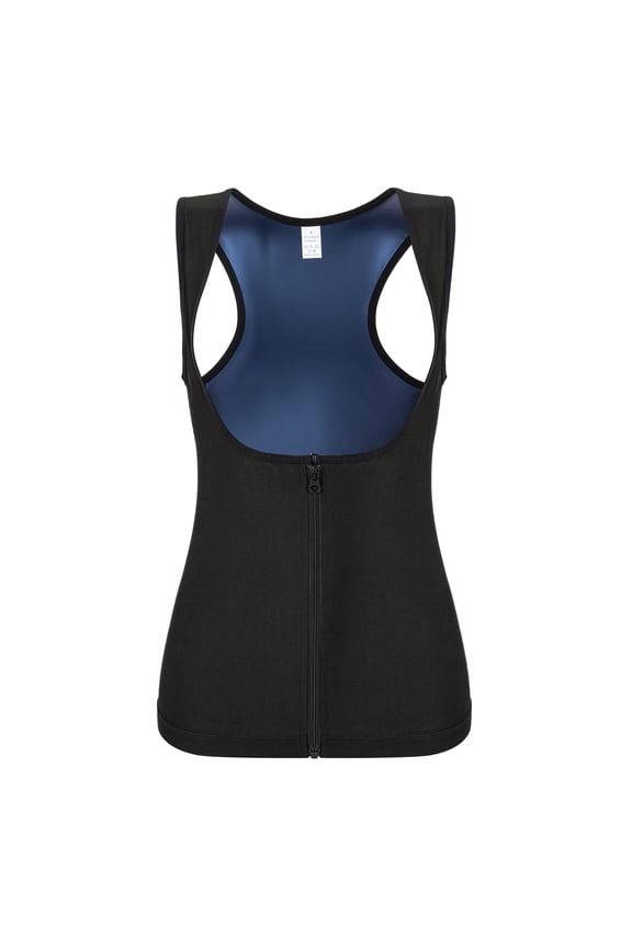 Women Waist Trainer Vest Slim Corset Sauna Tank Top Zipper Weight Loss Body Shaper Vest, Black, 2XL