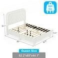 thumbnail image 3 of Ktaxon Queen Size Bed Frame, Upholstered Platform Bed, High Wooden Slat Support, White, 3 of 7