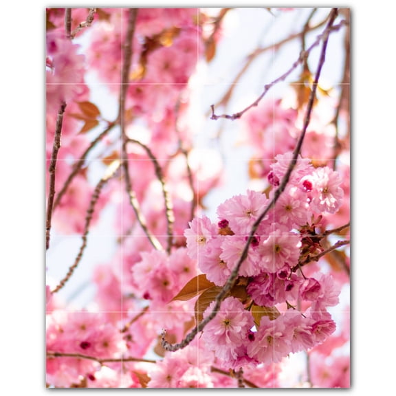 Picture-Tiles.com: Flowers Ceramic Tile Wall Mural WAL500637-45XL. 48"W x 60"H using (20) 12" x 12" Ceramic Tiles-Satin Finish