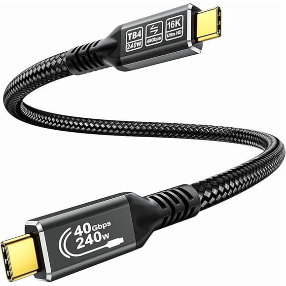 LujingZ 16K Thunderbolt 4 Cable - 0.5m USB4 Cable with 40Gbps Data, 240W PD3.1 Fast Charging, 16K@30Hz/8K@60Hz/4K@144Hz HDR Video - Compatible with MacBook, Galaxy 25, iPhone 16, Surface Laptop