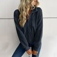 thumbnail image 2 of Yangnuo Womens Trendy Warm Comfy Lapel Fleece Jackets Women'S Winter Casual Zipper Cardigan With Solid Color Long Sleeved Jacket, 2 of 6