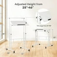 thumbnail image 3 of PRZL Height Adjustable Rolling Desk Mobile Portable Laptop Stand Cart Small Sit Standing Desk Computer Table Workstation for Home Office, White, 3 of 18