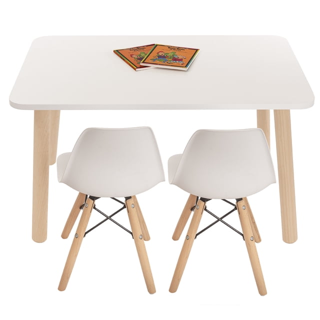 Mesa Rectangular – 2 Sillas Eames (Blanco)