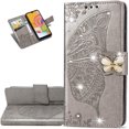 thumbnail image 1 of LEMAXELERS LG Velvet 5G Case Bling Diamond Butterfly Embossed Wallet Flip PU Leather Magnetic Card Slots with Stand, 1 of 5