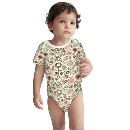 

Fotbe Squirrel In The Forest Pattern Unisex-baby Short-sleeve Bodysuit Short Sleeve Bodysuits One-piece 100% Organic Cotton for Infant Baby Boys Unisex-18 Months