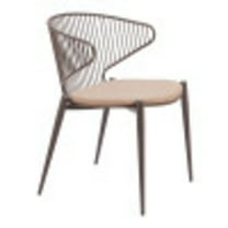 Silues Dining Chair Taupe & Brown Dining Chair, Modern Style, Plush and durable faux leather fabric, Steel, Indoor Dining