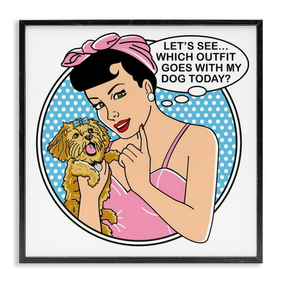 Stupell Industries Which Outfit with Dog Animals Painting Black Framed Art Print Wall Art, 12 x 12