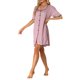 thumbnail image 4 of Camisón de satén de manga corta para mujer Inspire Chic, con botones, pijama, vestido de noche, color púrpura, 4 of 6