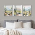 thumbnail image 3 of PixonSign Framed Canvas Print Wall Art Set - Saguaro Cactus Joshua Tree Desert Art - Set of 3 California Desert Plant Posters Farmhouse Wall Décor for Living Room, Bedroom - 8"x10" Panels White, 3 of 5