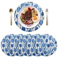 thumbnail image 4 of Round Grid Placemat ,One Sizex1, Round Placemat, PVC Plate Mat，15.4 Inch Non-Slip and Heat Resistant, Table Placemat, Dining Room Placemat Blue Tulip3, 4 of 7