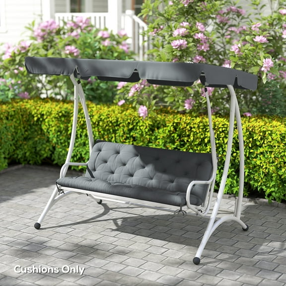 Outdoor Bench Cushion Tufted 3-Seater For Swing Chair Patio Sofa Dark The soft and comfortable bench with a backrest cushion