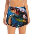 thumbnail image 2 of Daiia Ice Blue Ocean Sea Turtle Pattern Women's 2 in 1 Running Shorts - Lightweight Athletic Workout Gym Yoga Shorts Liner with Phone Pockets-Medium, 2 of 7