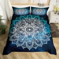 thumbnail image 2 of Erosebridal Damask Flower Comforter Cover Queen, Mystic Galaxy Bedding Queen Size, Bohomian Style Decor, Reversible 3pcs（No Comforter）, 2 of 7