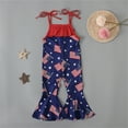 thumbnail image 2 of Splozh Baby Girls 4th of July Outfit American Flag Overalls Jumpsuit Flare Romper USA Fourth of July Kid Clothes,Dark Blue,6 Months, 2 of 8