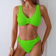 thumbnail image 3 of Women's Bikini Set Fashion Solid Color Two Piece Sexy Swimsuit with Removable Bra Pads No Underwire for Beach Vacation,Fluorescent Green,S, 3 of 7