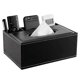 thumbnail image 1 of Caja para pañuelos de piel sintética con 3 compartimentos, dispensador de pañuelos rectangular, caja de almacenamiento multifuncional, organizador de pañuelos, oficina en casa, baño, sala de estar, 1 of 6