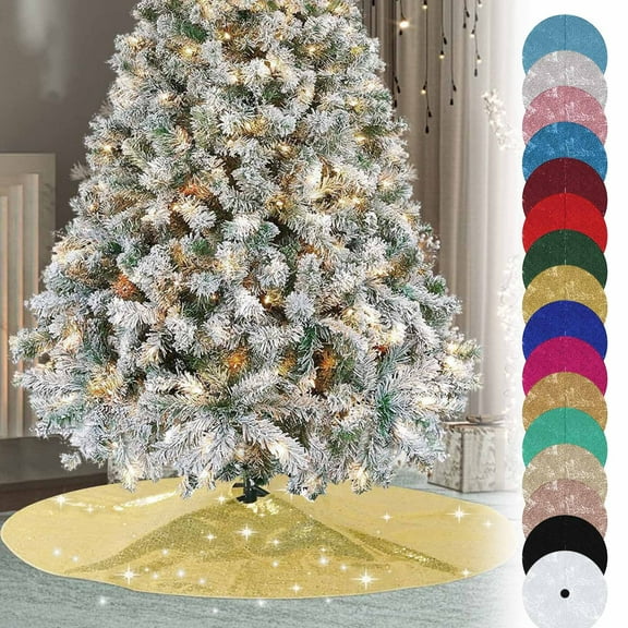 Holiday Clearance! Titcea Christmas Sequin Tree Skirt, 24 Inch Xmas Tree Skirt for Holiday Party Home Indoor Outdoor Decorations