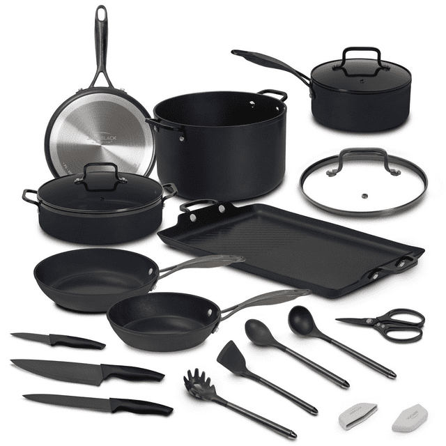 Batería De Cocina Jade Cook Jade Black + Utensilios 20 Piezas