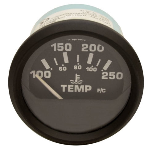 Faria Boat Temperature Gauge GP9118D | Euro Black Series 2 Inch