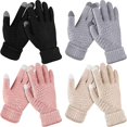 thumbnail image 2 of pares de guantes de invierno para pantalla táctil para mujer, tejido cálido con forro polar, 2 of 5