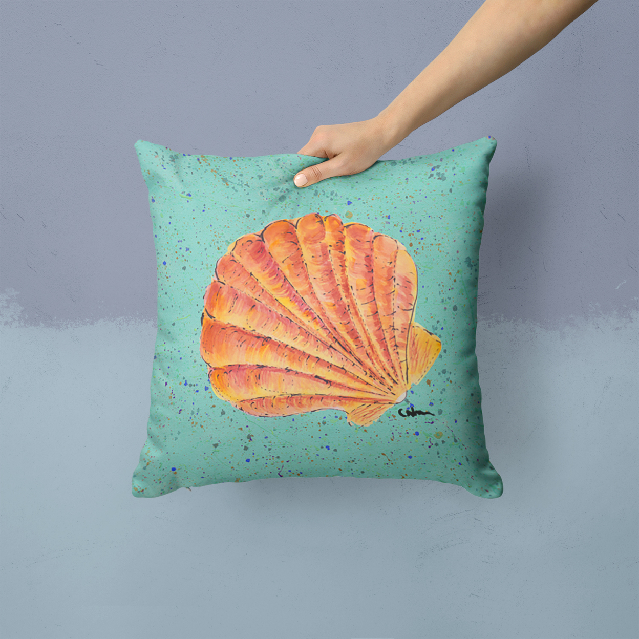 Carolines Treasures 8523PW1414 Shells Fabric Decorative Pillow 14HX14W multicolor