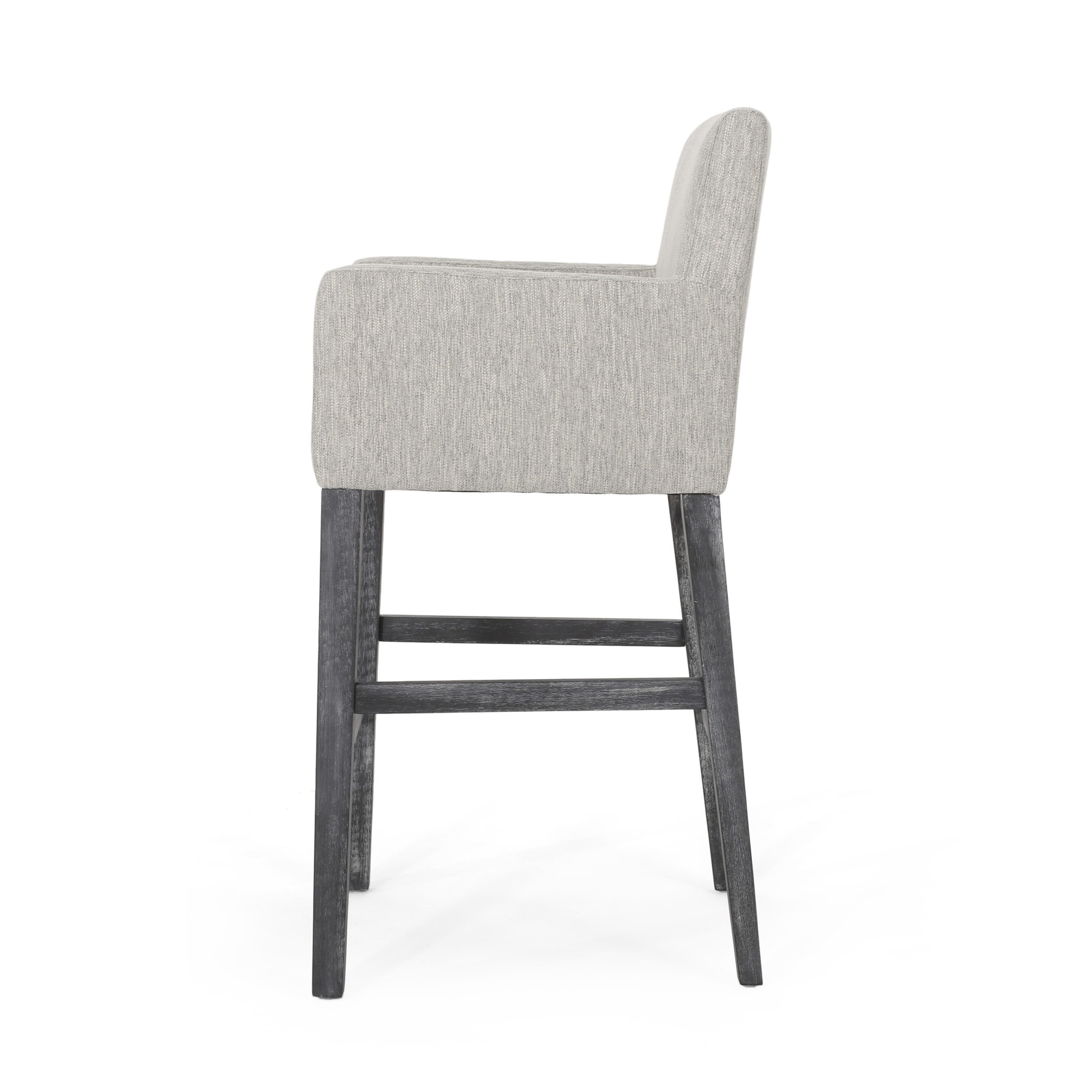 Noble House Deville Fabric Upholstered Wood 30.5 inch Barstools, Set of 2, Light Gray and Gray