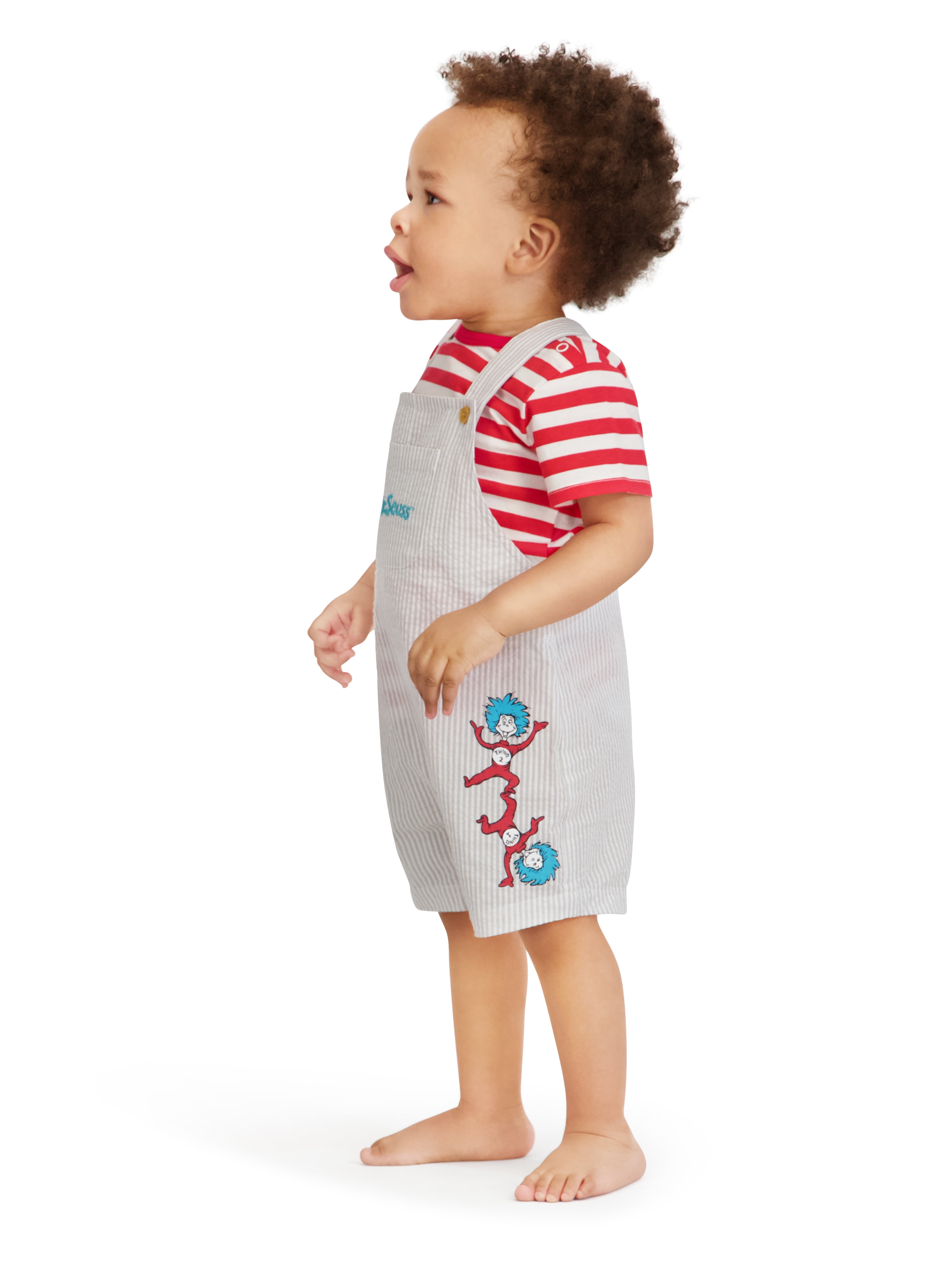 Cat In The Hat Baby Boy 2 Piece Shortall Set, Sizes 0-24 Months