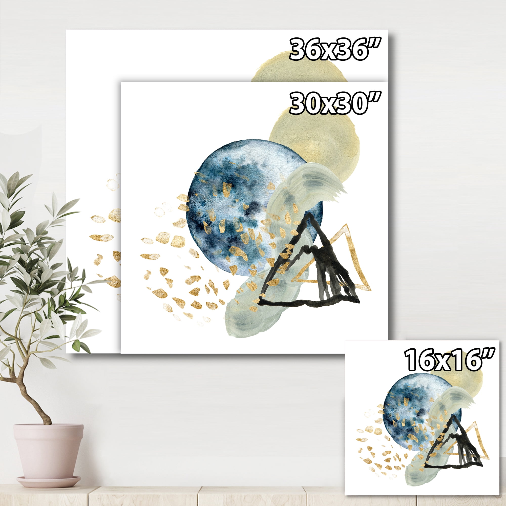Designart ' Minimalistic Landscape of Moon With Mountains II ' Modern Canvas Wall Art Print