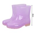 thumbnail image 4 of Xfvqtps Rain Boots for Women Mid Calf Ankle Height Jelly Color Translucent Waterproof Non Slip Rubber Sole Garden Shoes Outdoor Work PVC Rain Shoes Purple, 4 of 5