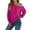 Hot Pink, variant on Crochet Tops For Women Off The Shoulder Sweaters Long Sleeve Hollow Out Knit Pullover Beach Clothes